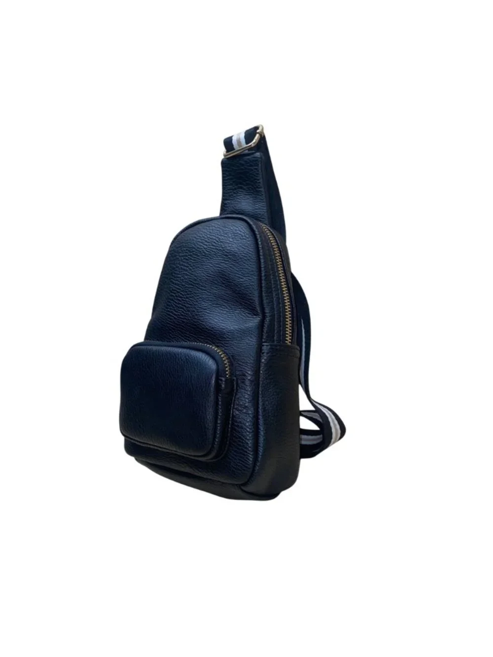 Sondra Roberts Women’s Black Leather Adjustable Strap Crossbody Sling Backpack